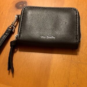 Vera Bradley Black Pebbled Leather Wristlet